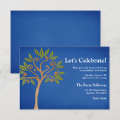 Boom des Levens Wervelt Blauwe Bar Mitswa Ontvangs Kaart (Voorkant / Achterkant)