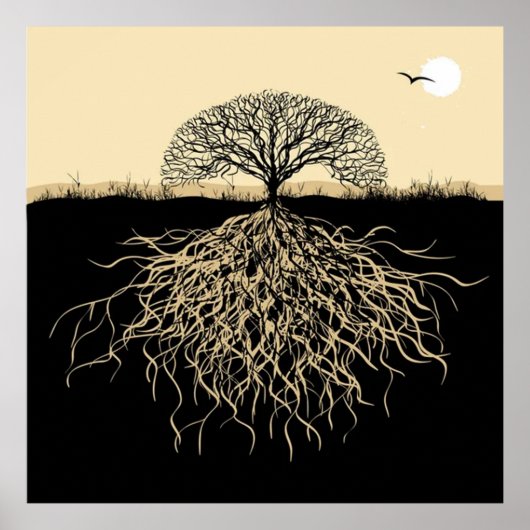 Boom des Levens Wortels Spirituele Natuur Minimali Poster (Voorkant)