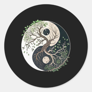 Boom Des Levens Yin Yang Yoga Natuur Lance Kunst Ronde Sticker
