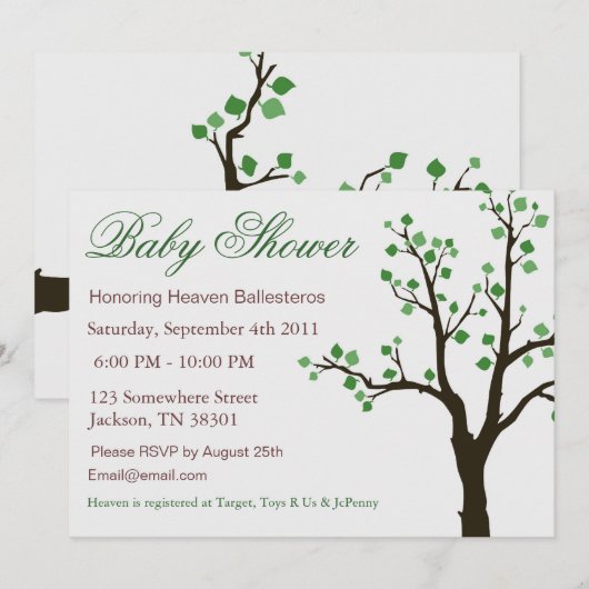 Boom Design Baby Shower-uitnodigingen Kaart (Voorkant / Achterkant)