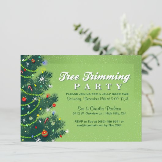 Boom die de Uitnodiging van de Kerst van het Trimm (Staand voorkant)