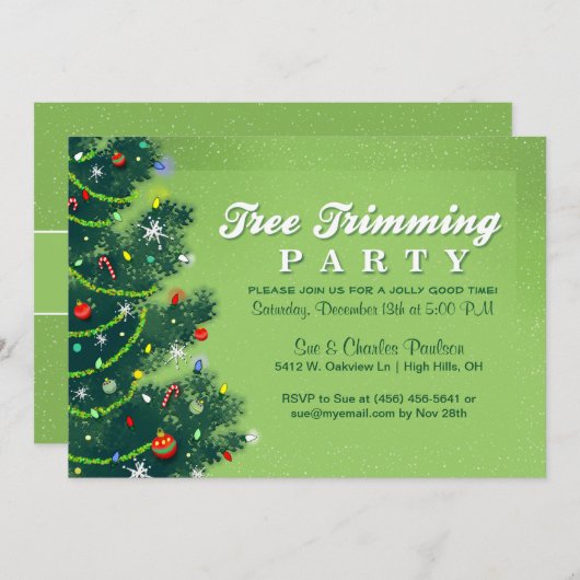 Boom die de Uitnodiging van de Kerst van het Trimm (Voorkant / Achterkant)