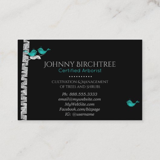 *~* Boom Doctor Blue Birds Arborist Birch Tree Visitekaartje (Achterkant)
