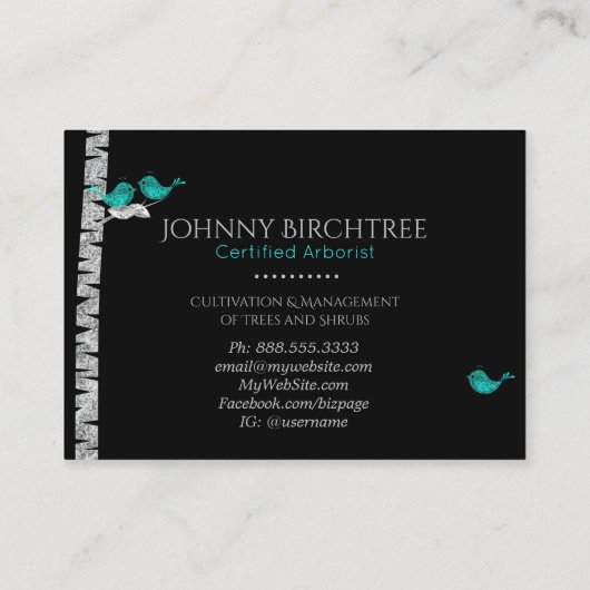 *~* Boom Doctor Blue Birds Arborist Birch Tree Visitekaartje (Achterkant)