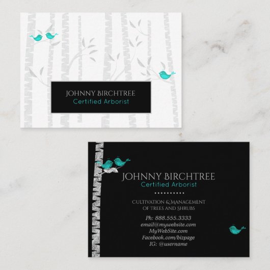 *~* Boom Doctor Blue Birds Arborist Birch Tree Visitekaartje (Voorkant / Achterkant)