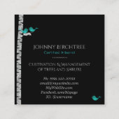 *~* Boom Doctor Blue Birds Arborist Birch Trees Vierkante Visitekaartje (Achterkant)