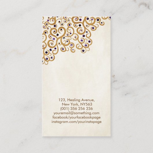 Boom en bloem - Amethyst en Gold Visitekaartje (Achterkant)