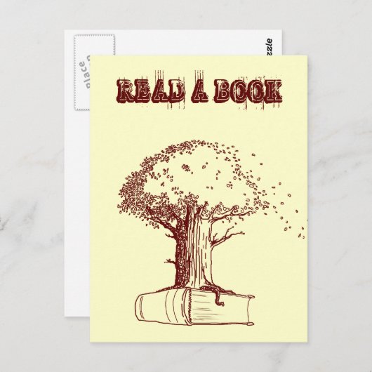 Boom en boek briefkaart (Voorkant / Achterkant)