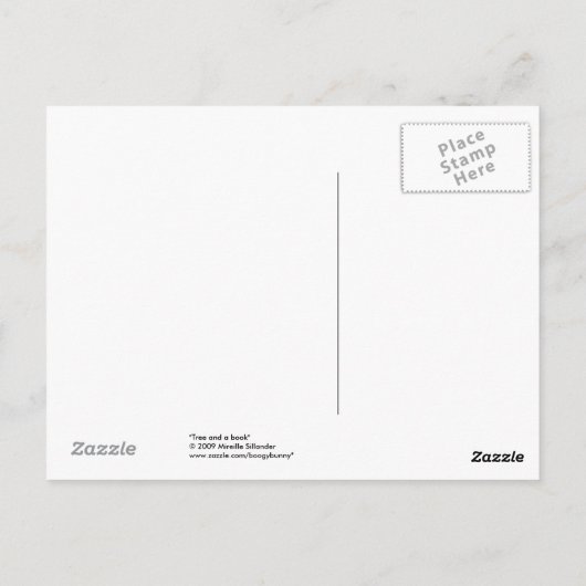 Boom en boek briefkaart (Achterkant)