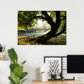 Boom en brug in het centrale park poster (Thuiskantoor)