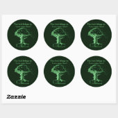 Boom en een boek, groen ronde sticker (Vel)