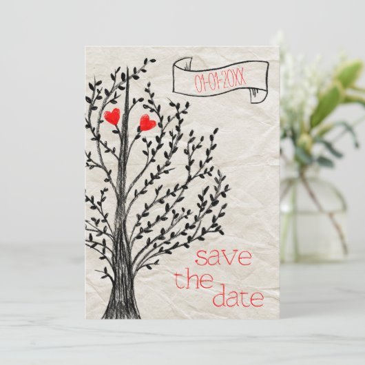 Boom en hart kaart (Staand voorkant)