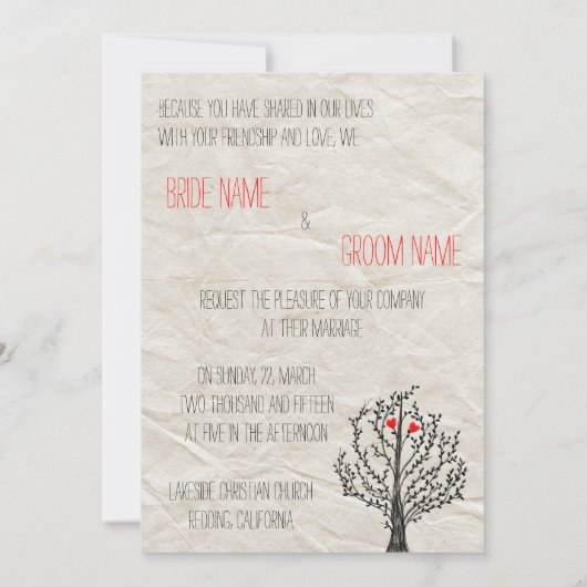 Boom en hart kaart (Achterkant)