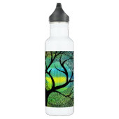 Boom en maan - Blauwe en gele Waterverven Waterfles (Rechts)