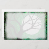 Boom en maan - groen briefpapier (Voorkant / Achterkant)
