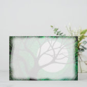 Boom en maan - groen briefpapier (Staand voorkant)