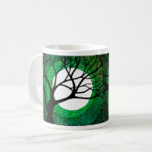 Boom en maan - groen koffiemok (Voorkant links)