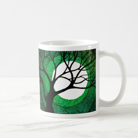 Boom en maan - groen koffiemok (Rechts)