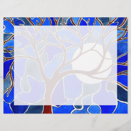 Boom en maan op Canvas - Blauw