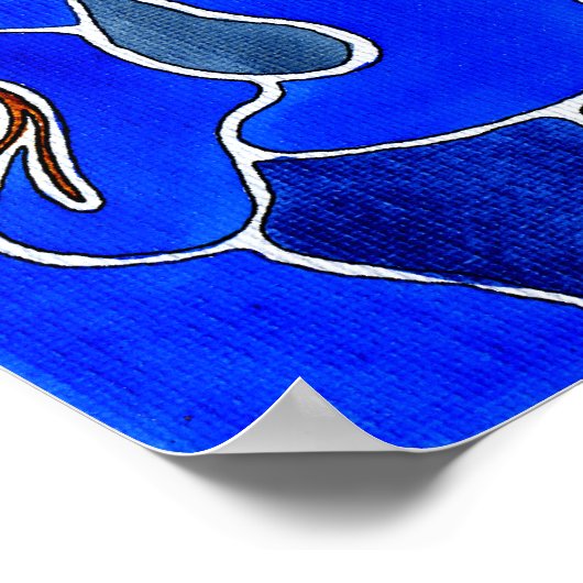 Boom en maan op Canvas - Blauw Poster (Hoek)