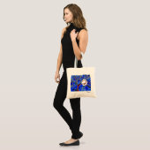 Boom en maan op Canvas - Blauw Tote Bag (Voorkant (model))