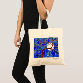 Boom en maan op Canvas - Blauw Tote Bag (Voorkant (product))