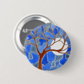 Boom- en moonkunst-Button - blauw Ronde Button 5,7 Cm (Voorkant /achterkant)