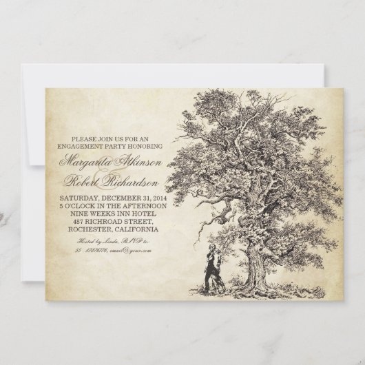  boom en paar verlovingsfeest uitnodigingen (Voorkant)