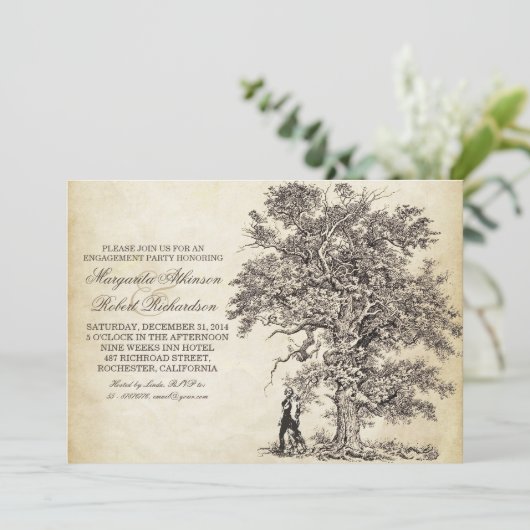  boom en paar verlovingsfeest uitnodigingen (Staand voorkant)