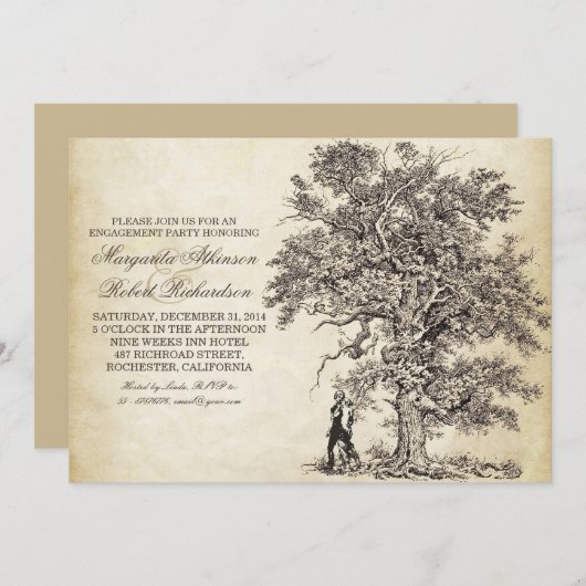  boom en paar verlovingsfeest uitnodigingen (Voorkant / Achterkant)