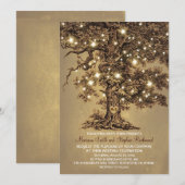 Boom en Strijklichten Rustieke Land Bruiloft Kaart (Voorkant / Achterkant)