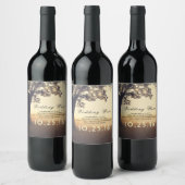 Boom en String Lights Rustieke dromerige bruiloft Wijn Etiket (Flessen)