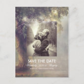 Boom en String Lights Rustieke Foto Save the Date Aankondigingskaart (Voorkant)