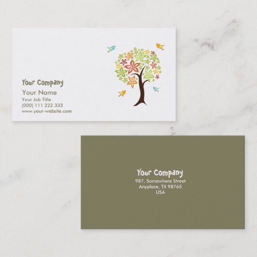 Boom en vogels visitekaartje (Voorkant / Achterkant)