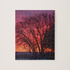 Boom en Zonsondergang Puzzel
