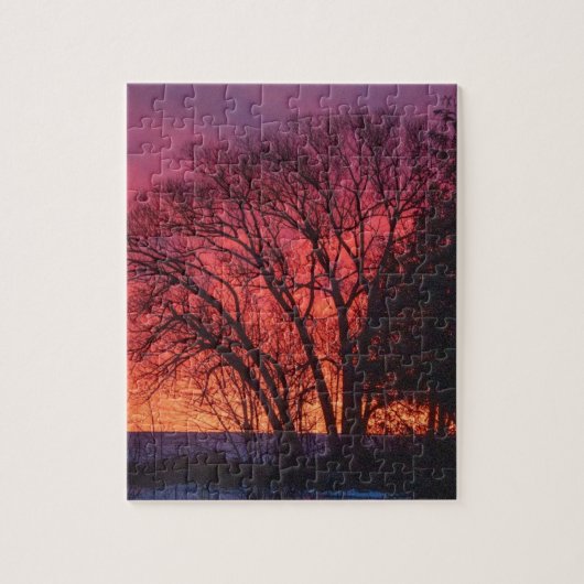 Boom en Zonsondergang Puzzel Legpuzzel (Verticaal)