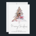 Boom Familie Foto 2026 Kalender Vrolijk Kerstfeest Feestdagenkaart<br><div class="desc">Familiefoto in een boomvormig masker 2025 Kalenderscript Vrolijk kerstfeest. Vier het seizoen in stijl met deze moderne kerstkaart met uw eigen afbeelding omlijst in een feestelijke kerstboomvorm! Dit minimalistische ontwerp van de vakantiepas plaatst uw familiefoto in het midden, genesteld in een wit boomsilhouet voor een frisse, eigentijdse look. Vervang eenvoudig...</div>