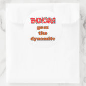 Boom gaat de Dynamiet Ronde Sticker (Tas)