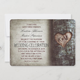 Boom Gesneden Hart Rustiek en Vintage Bruiloft Kaart