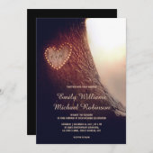 Boom Gesneden Hart Rustieke en Vintage Trouwdag Kaart (Voorkant / Achterkant)