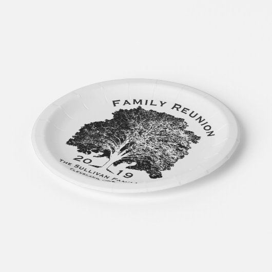 Boom gezinshereniging persoonlijke partij papieren bordje (Gekanteld)