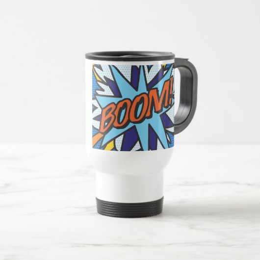 BOOM Grappige Moderne Strip Pop Art Reisbeker (Voorkant rechts)