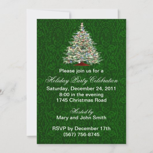 Boom Green Holiday Party Uitnodigingen (Voorkant)