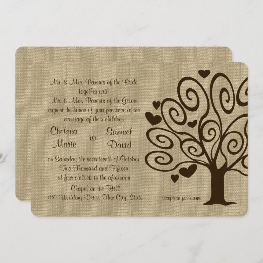 Boom Hearts Wedding Kaart (Voorkant / Achterkant)