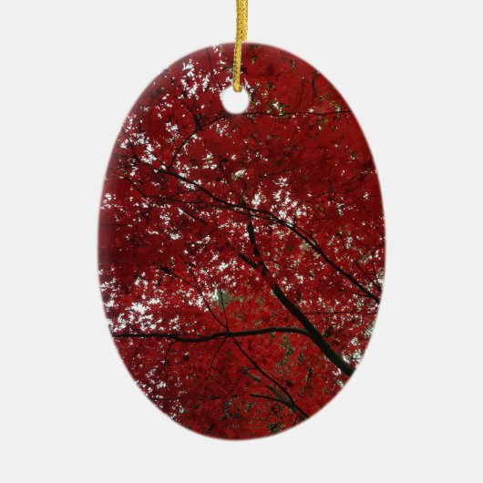 Boom Herfst Season Red Brown Autumn Leaves Keramisch Ornament (Voorkant)