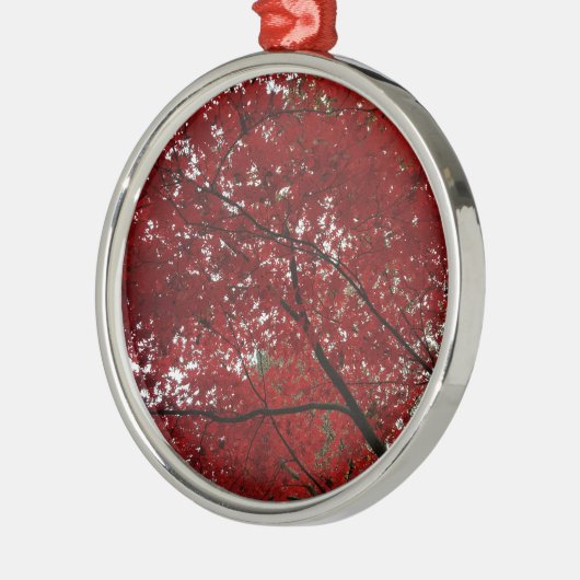 Boom Herfst Season Red Brown Autumn Leaves Metalen Ornament (Links)