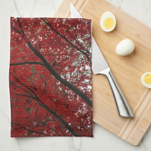 Boom Herfst Season Red Brown Autumn Leaves Theedoek (Quarter Fold)