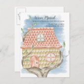 Boom House Waterverf We hebben ons thuis verplaats Aankondigingskaart (Voorkant / Achterkant)