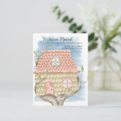 Boom House Waterverf We hebben ons thuis verplaats Aankondigingskaart (Staand voorkant)