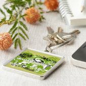 Boom Hugger Collage van Natuur in Groene Tonen Sleutelhanger (Zijkant)